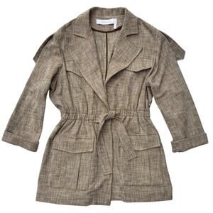 See by Chloe Woven Belted Jacket Blazer Size 38 US Size 6 Color- Olive
